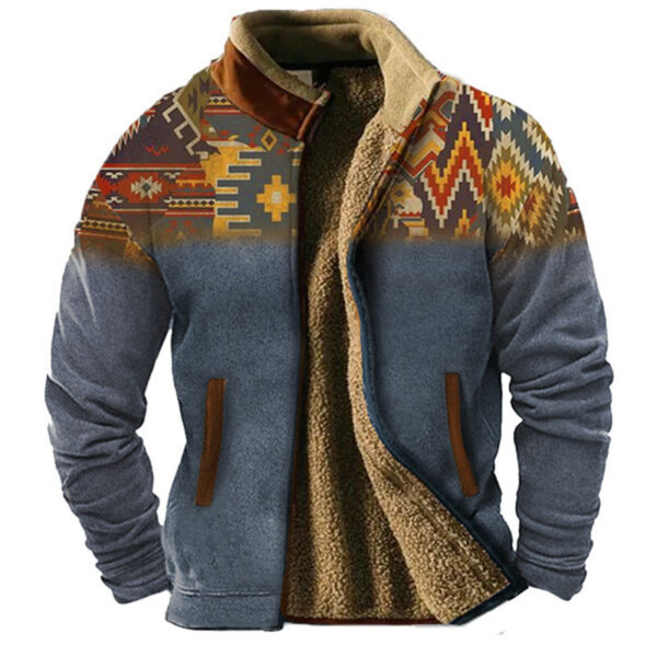 Fashion Casual Men's Fleece Jacket Coat - Image 3