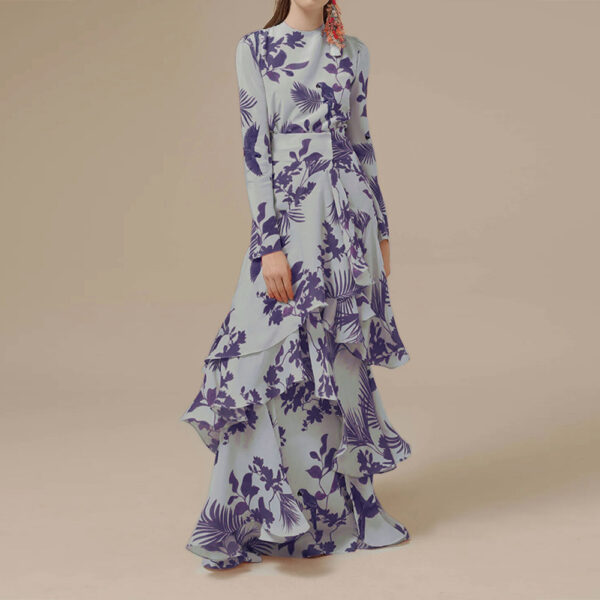 Fashion Printed Ruffles Holiday Dress - Image 2