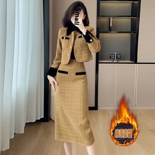 Women's French Style High-grade Tweed Chanel's Style Skirt Coat Set - Image 6