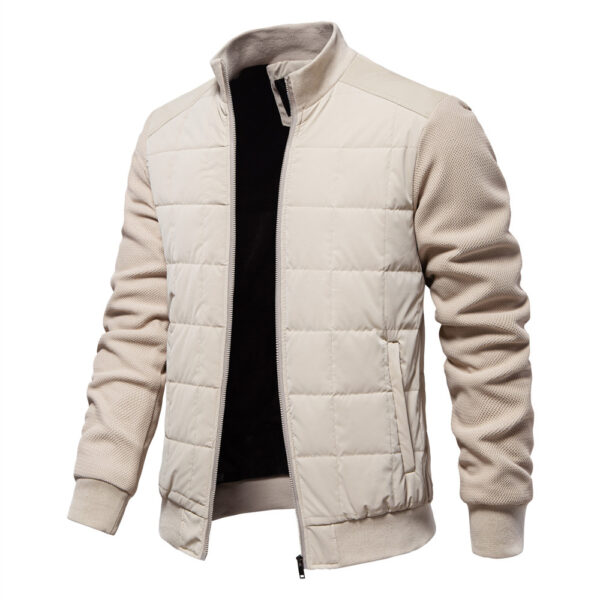 Fashion Stitching Coat Winter Personality Stand Collar Zipper Jacket Men's Clothing - Image 6