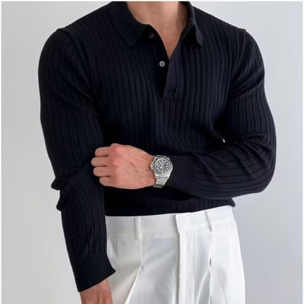 Lapel Long Sleeve Sweater Men's Trendy All-matching - Image 5