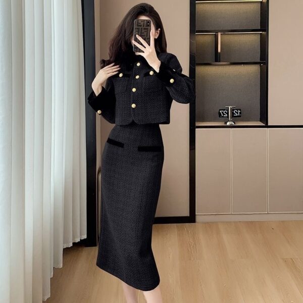 Women's French Style High-grade Tweed Chanel's Style Skirt Coat Set - Image 7