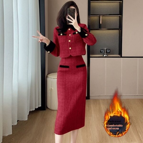 Women's French Style High-grade Tweed Chanel's Style Skirt Coat Set - Image 8