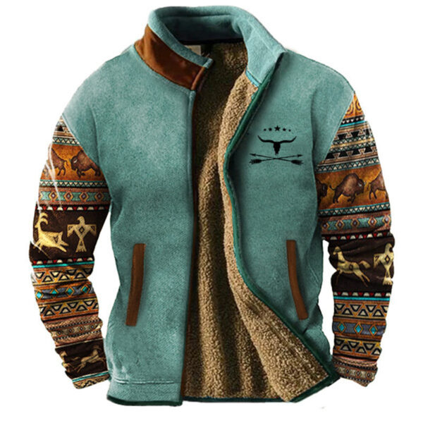 Fashion Casual Men's Fleece Jacket Coat - Image 4