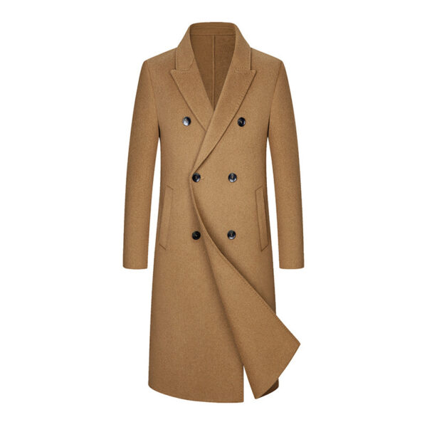 Woolen Coat Trench Coat Double Breasted Long Below The Knee - Image 8