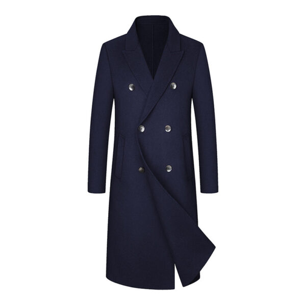 Woolen Coat Trench Coat Double Breasted Long Below The Knee - Image 5