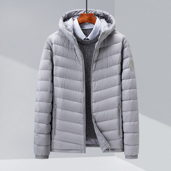 Men's Thin Hood Down Jacket Trendy Korean Slim Fit White Duck Down - Image 7