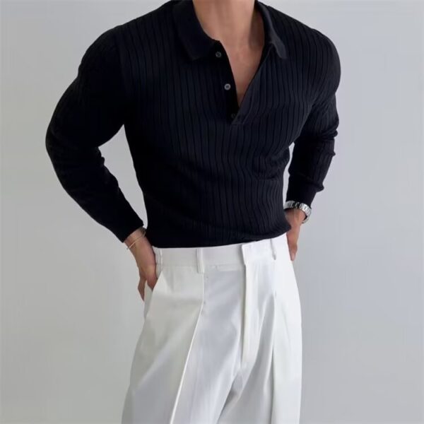 Lapel Long Sleeve Sweater Men's Trendy All-matching - Image 4