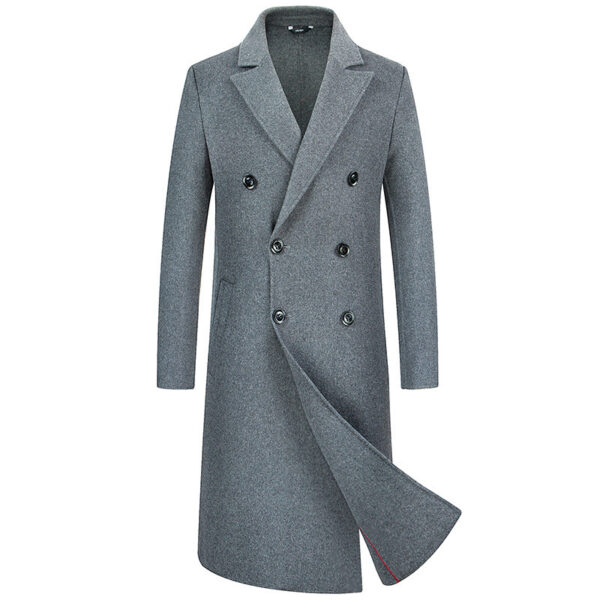 Woolen Coat Trench Coat Double Breasted Long Below The Knee - Image 4