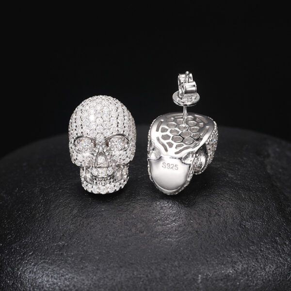 Creative S925 Silver Skull Moissanite Stud Earrings - Image 5