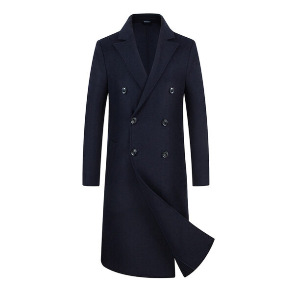 Woolen Coat Trench Coat Double Breasted Long Below The Knee - Image 3