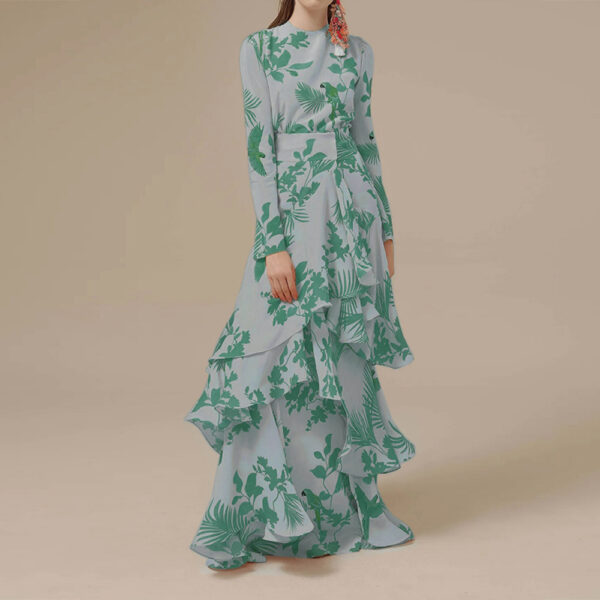 Fashion Printed Ruffles Holiday Dress - Image 3