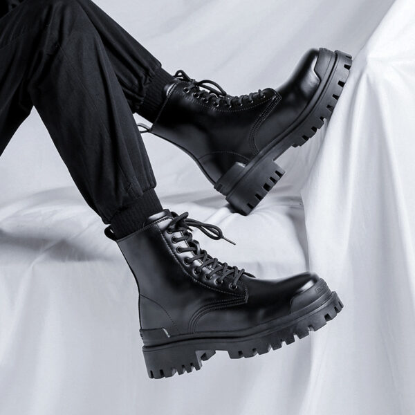 Youth High-top Round Head Mid-calf Thick Bottom Mid Heel Martin Boots - Image 6