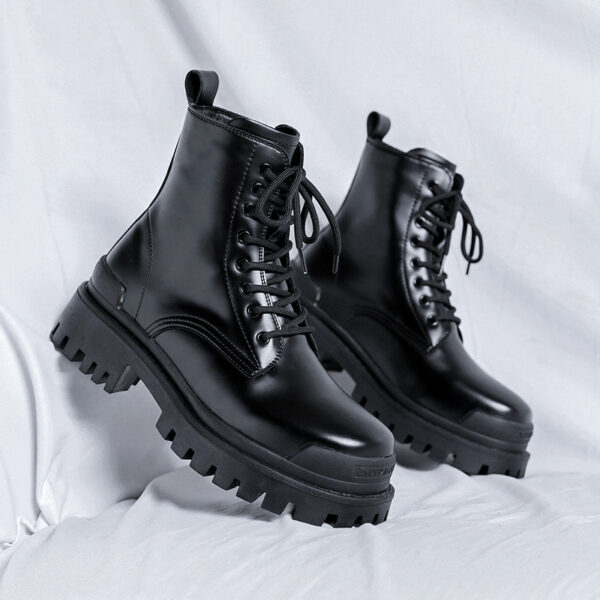 Youth High-top Round Head Mid-calf Thick Bottom Mid Heel Martin Boots - Image 5