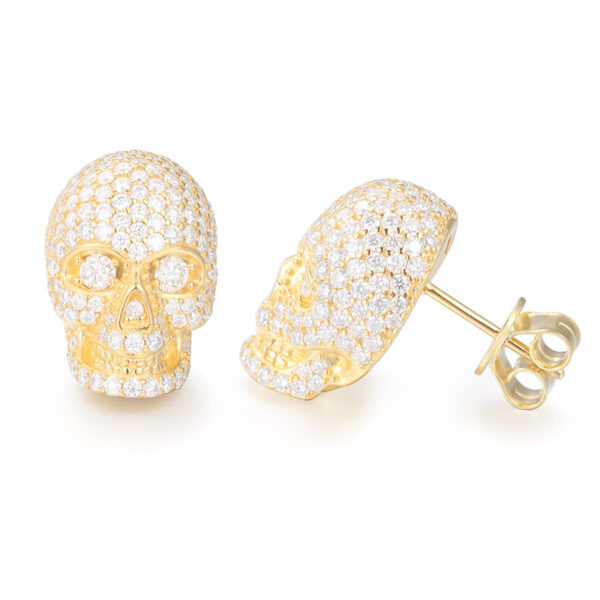 Creative S925 Silver Skull Moissanite Stud Earrings - Image 2