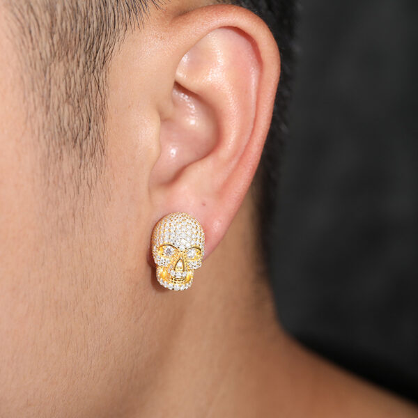 Creative S925 Silver Skull Moissanite Stud Earrings - Image 4