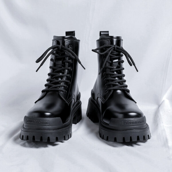 Youth High-top Round Head Mid-calf Thick Bottom Mid Heel Martin Boots - Image 2