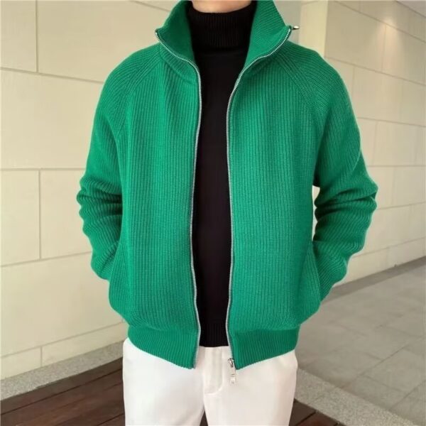 Rabbit Fur Modal Men's Cardigan Sweater - Image 2