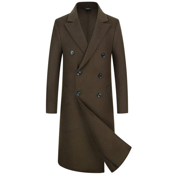 Woolen Coat Trench Coat Double Breasted Long Below The Knee - Image 6