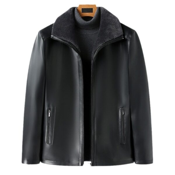 Jacket Business Warm Fur Lapel Fur Integrated Fleece-lined Thickened Leather Coat - Image 5