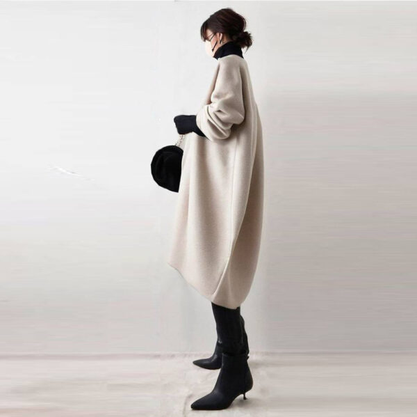 Women's Long Sleeve Mid-length Woolen Coat - Image 4