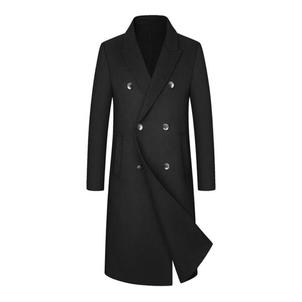 Woolen Coat Trench Coat Double Breasted Long Below The Knee - Image 7