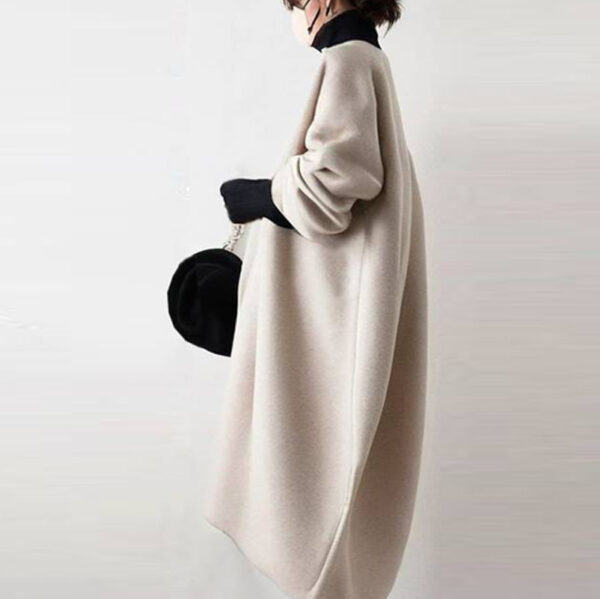 Women's Long Sleeve Mid-length Woolen Coat - Image 3