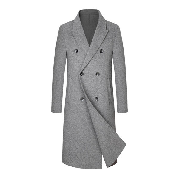 Woolen Coat Trench Coat Double Breasted Long Below The Knee - Image 2