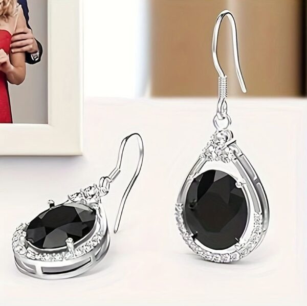 Elegant Black Cubic Zirconia Drop Earrings