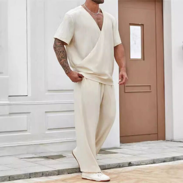 Men's Commuter Suit Casual Solid Color Short-sleeved Trousers - Image 3