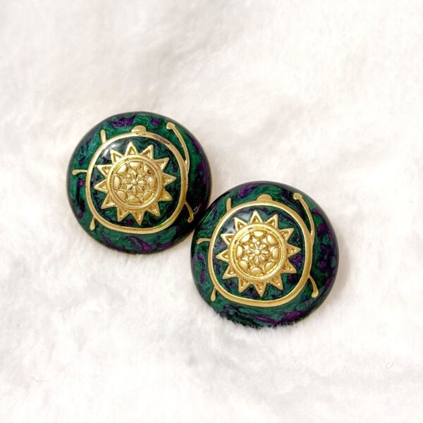 Gilding Ornament Four-leaf Clover Drop Oil Enamel Ear Studs - Image 3