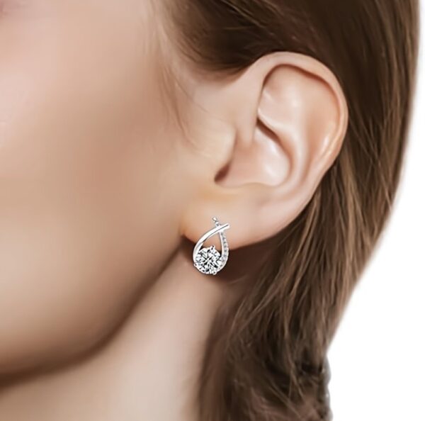 CT Mozambique Diamond Solid Silver 18K White Gold Plated Minimalist Beauty Tail Earrings - Image 5