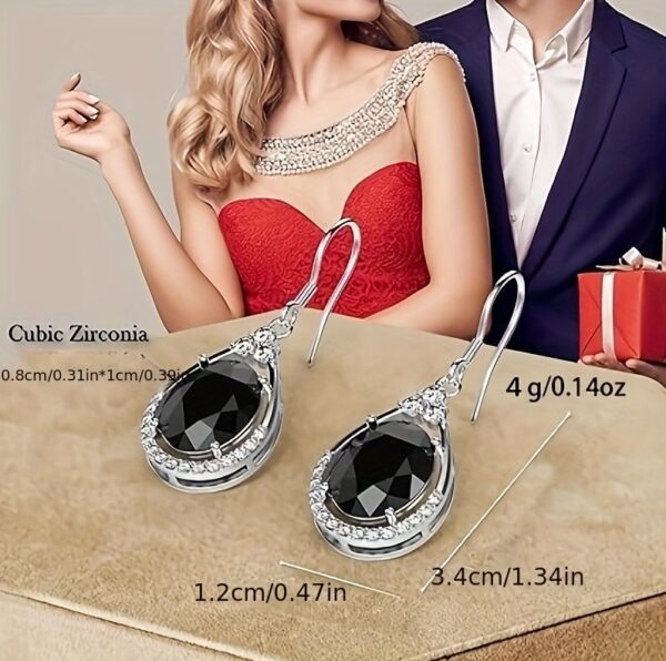 Elegant Black Cubic Zirconia Drop Earrings - Image 5