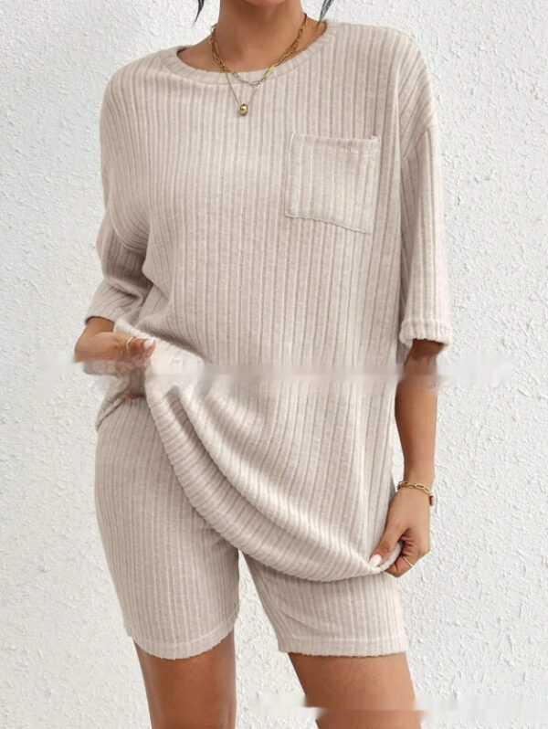 Fashion Rib Knitted Home Clothes 2-piece Set - Image 6