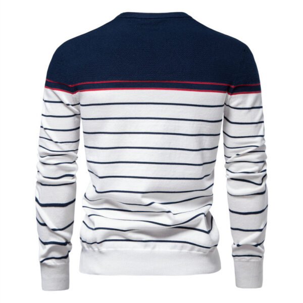 Men's Fashion Casual Striped Color Matching Long-sleeved Sweater - Image 3