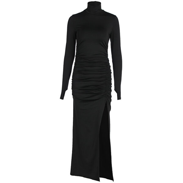 Women's Fashion Slim Fit Slit Pleated Dress - Image 4