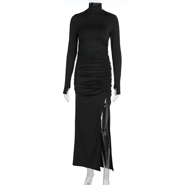 Women's Fashion Slim Fit Slit Pleated Dress - Image 2