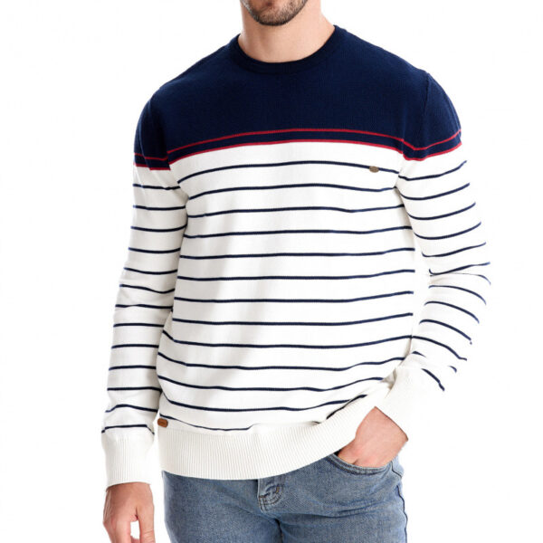 Men's Fashion Casual Striped Color Matching Long-sleeved Sweater