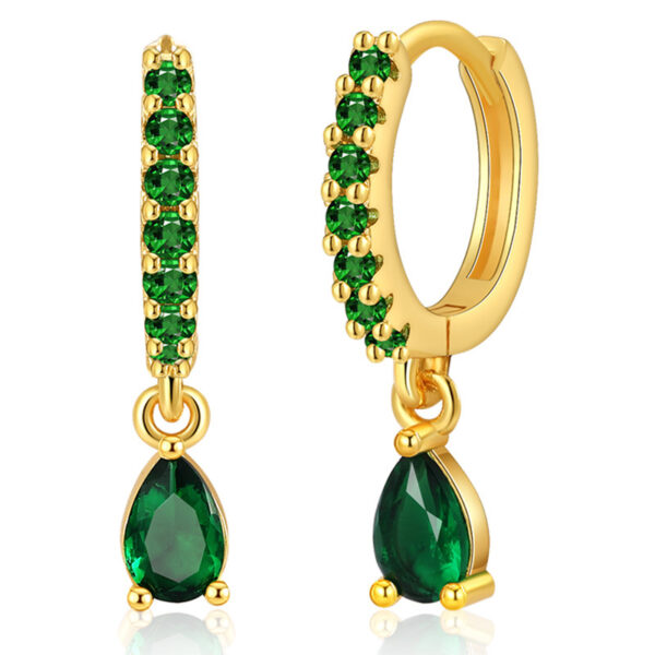 Copper Plating 18K Real Gold Vintage Circle Earrings Emerald - Image 5