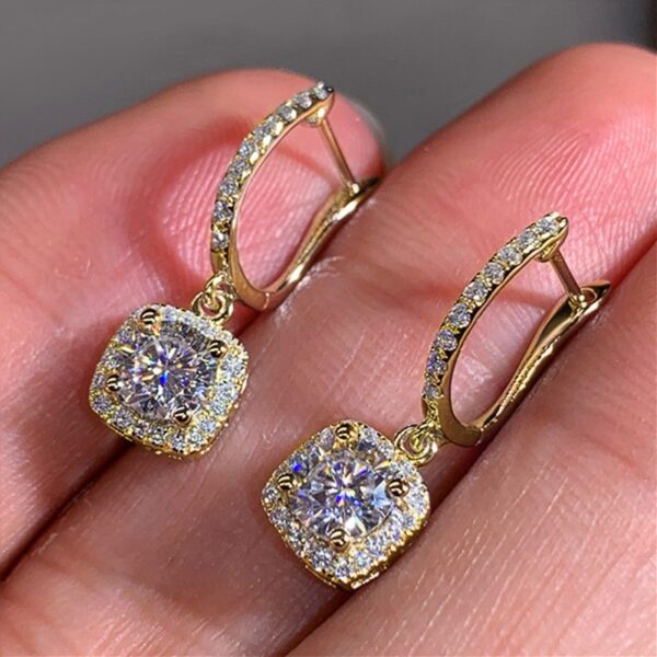 Fashion Simple Square Round Diamond Female Special Interest Earrings - Image 4