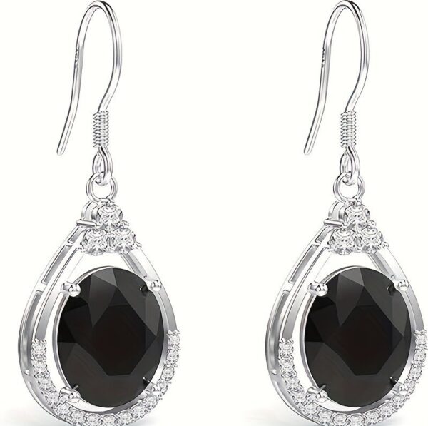 Elegant Black Cubic Zirconia Drop Earrings - Image 4