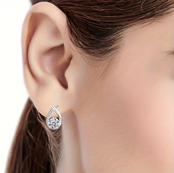 CT Mozambique Diamond Solid Silver 18K White Gold Plated Minimalist Beauty Tail Earrings - Image 3