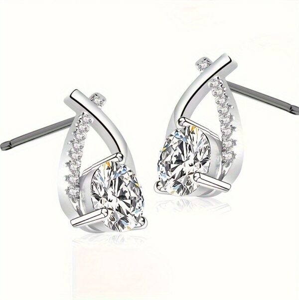 CT Mozambique Diamond Solid Silver 18K White Gold Plated Minimalist Beauty Tail Earrings - Image 2