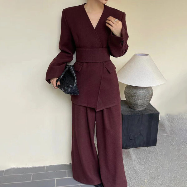 High-grade Waist-tight Thin Looking Suit Coat And Trousers Two-piece Set