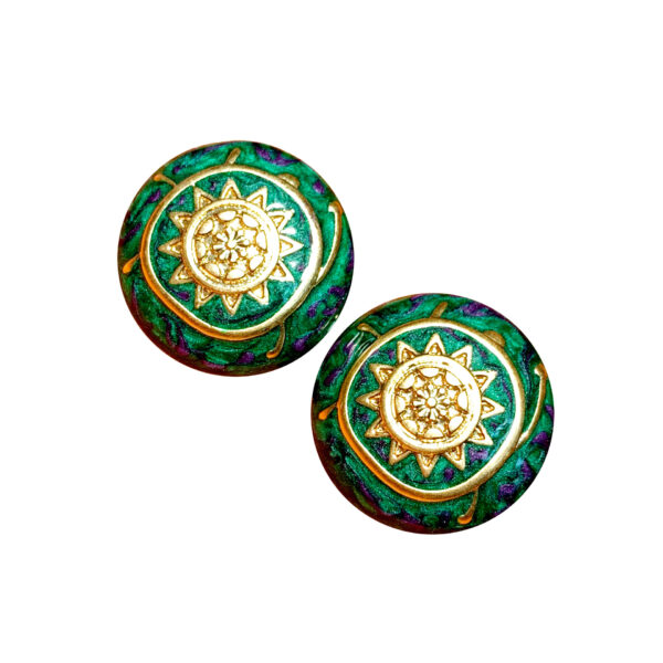 Gilding Ornament Four-leaf Clover Drop Oil Enamel Ear Studs - Image 2