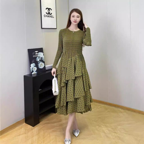 Long Sleeve A- Line Skirt Slimming Fall Women's Clothing - Image 3